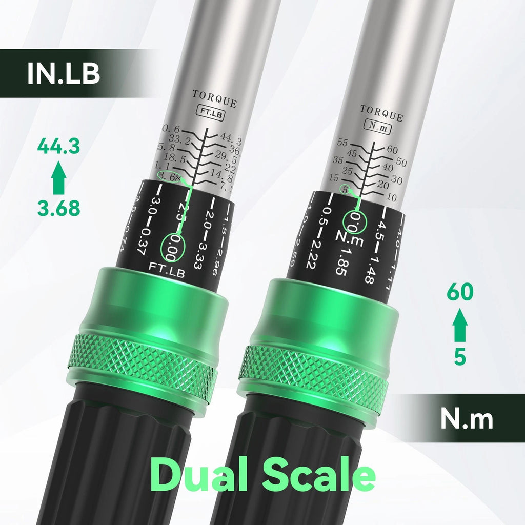 ?3/8" Drive Torque Wrench 3.69-44.3 ft.lb/5-60n.m w/ 1/2'' & 1/4'' Adapter NEW