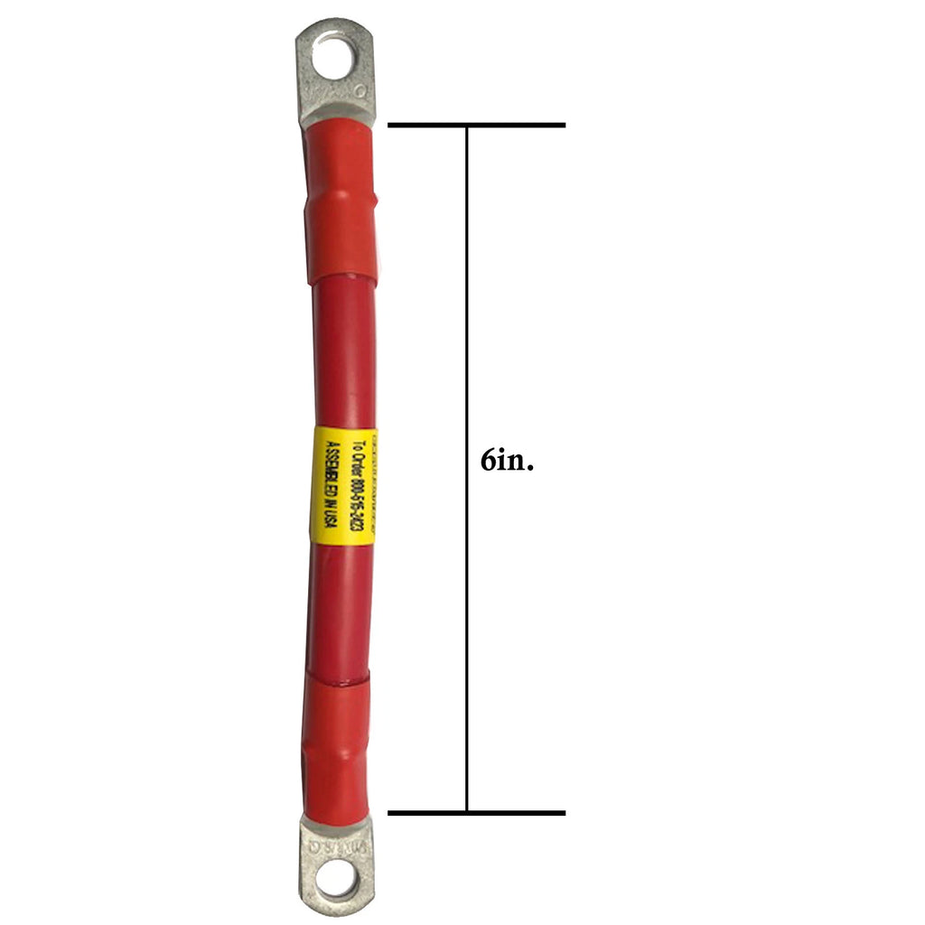 AWG #1/0 Red Battery Interconnect Cable 6" with 3/8" Lugs ASSEMBLED IN USA