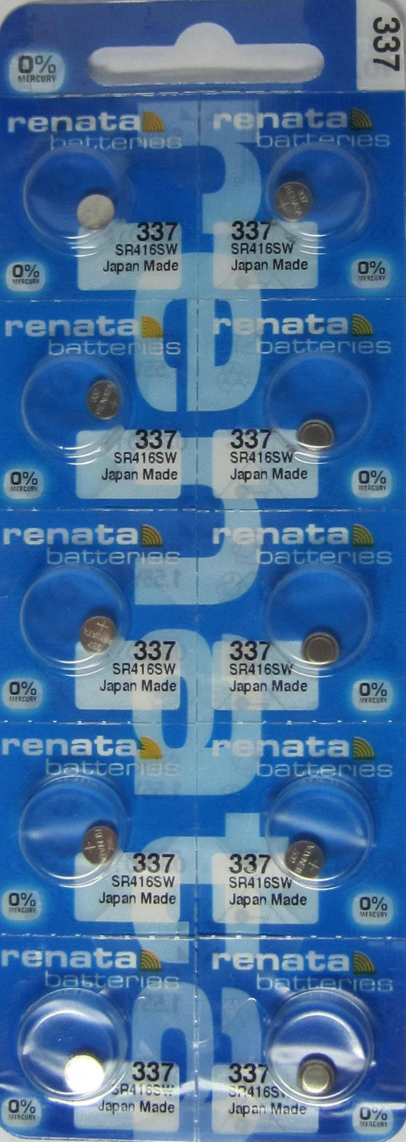 337 Renata Watch Batteries SR416SW 10 Batteries
