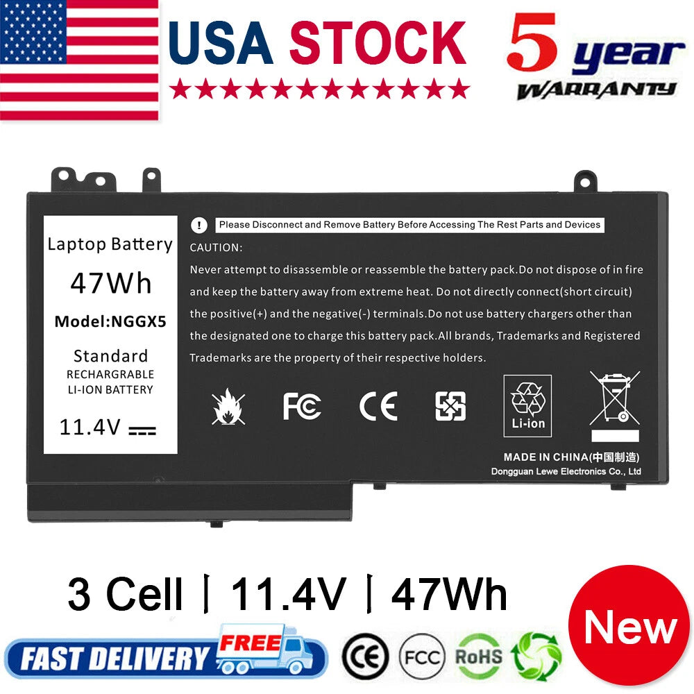 For Dell Latitude E5270 12.5" Laptop Battery 11.4V 47Wh NGGX5 W9FNJ 954DF