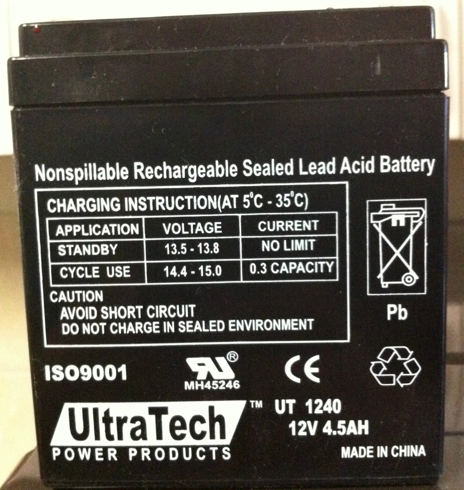 Brand New Authentic Ultratech UT1240 Battery, Honeywell, GE, DSC, Date: 2023
