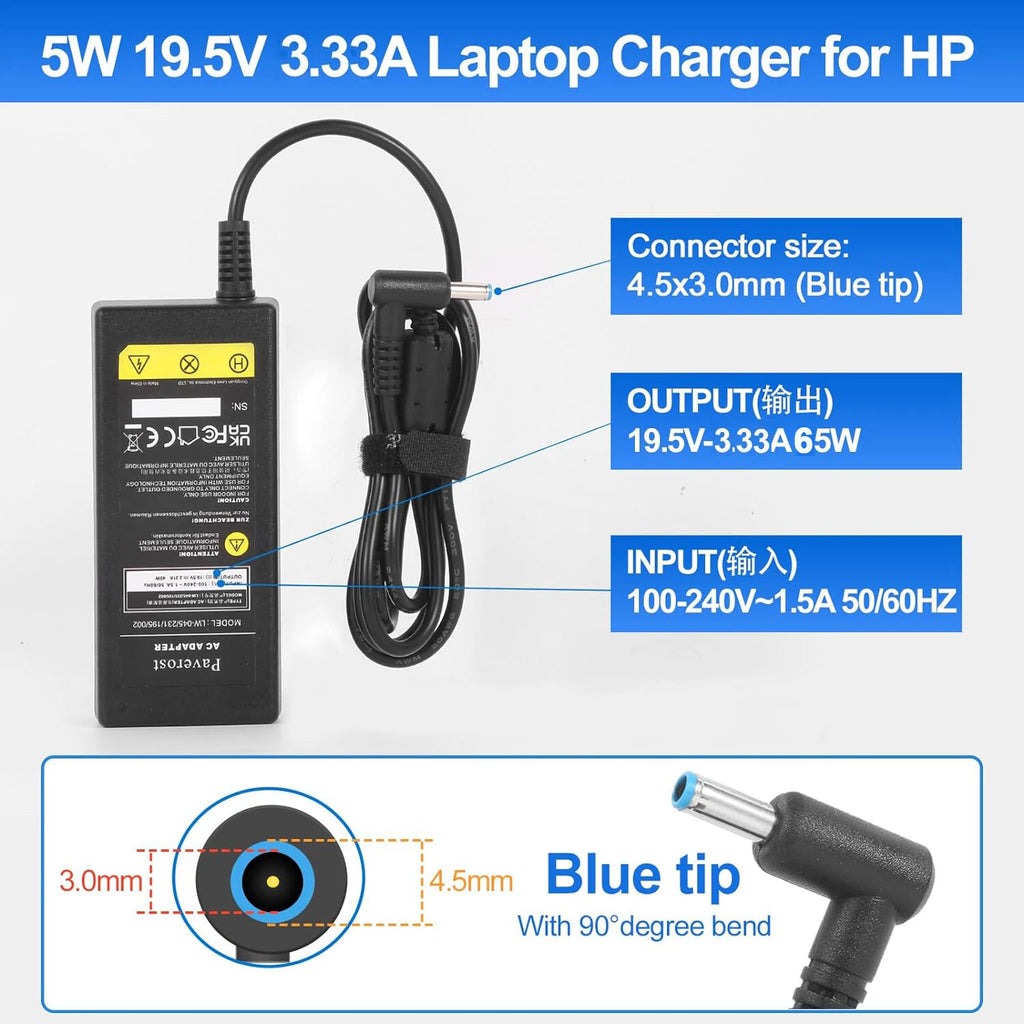 for HP EliteBook 840-G3 840-G4 840-G5 850-G3 850-G4 850-G5 G7 65W ChargerAdapter