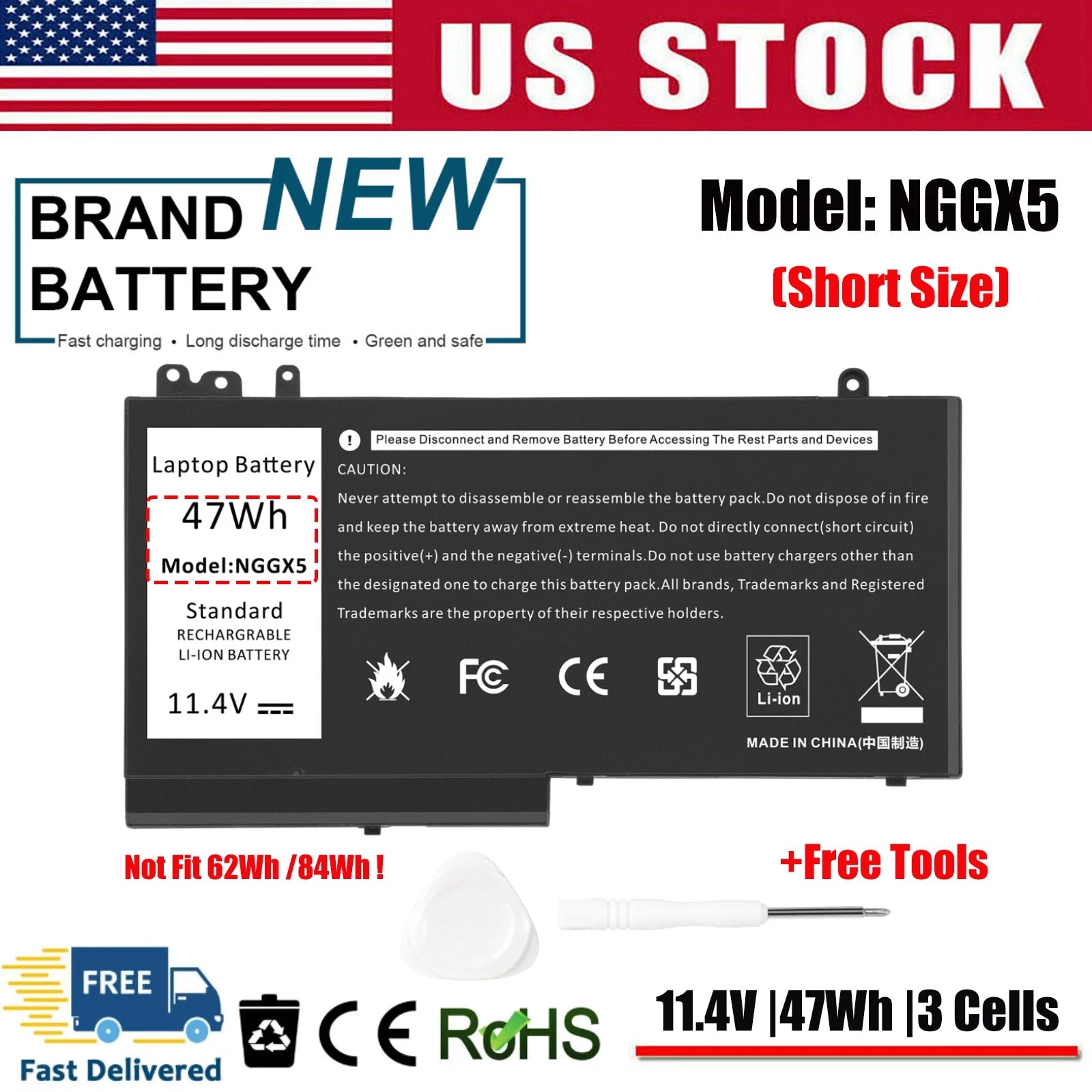 ?NGGX5 Battery For Dell Latitude 12 E5270 14 E5470 15 E5570 Precision 3510 47Wh