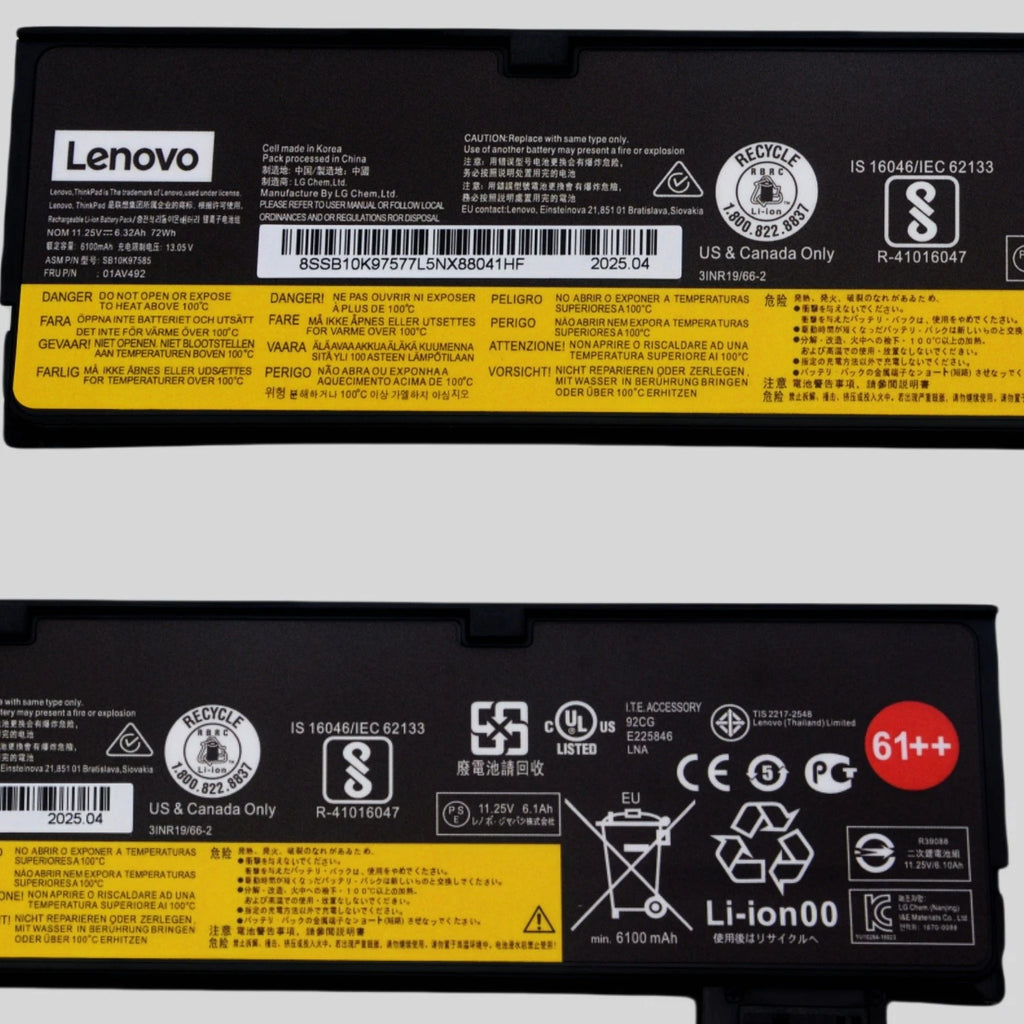 Genuine 63Wh 01AV492 Battery for Lenovo ThinkPad T480 T470 T570 T580 01AV427 NEW