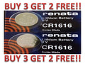 CR 1616 RENATA WATCH BATTERY (2 piece) ECR1616 FREE SHIPPING BUY 3 GET 2 FREE!!