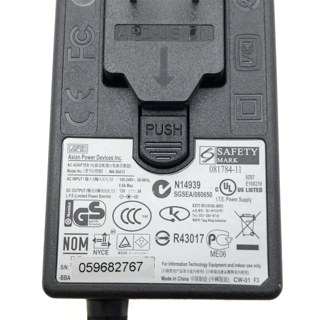 NEW Genuine APD WA-36A12 AC Power Adapter 12V 3A N14939 Power Supply 36W OEM
