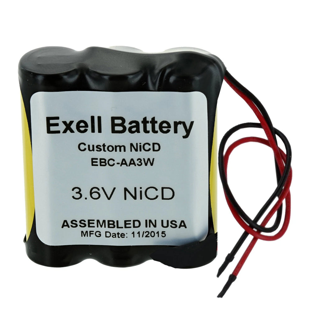 Exell 3.6V Custom NiCd 1000mAh Battery Pack w/ 5" AWG Bare Wire Leads