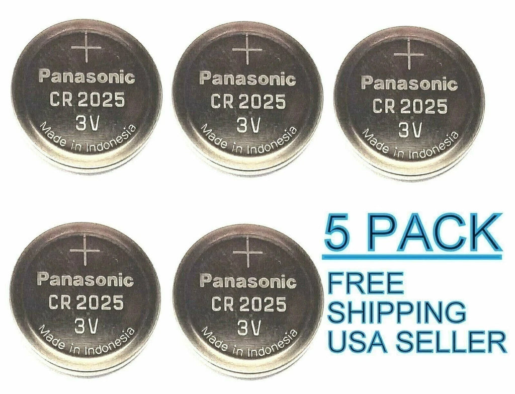 **FRESHLY NEW** 5x Panasonic CR2025 Lithium Battery 3V Coin Cell Exp 2024
