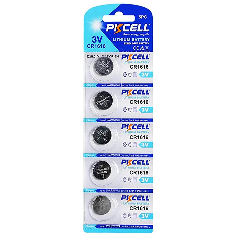 5 PKCELL CR1616 1616 Lithium Coin Cell Batteries