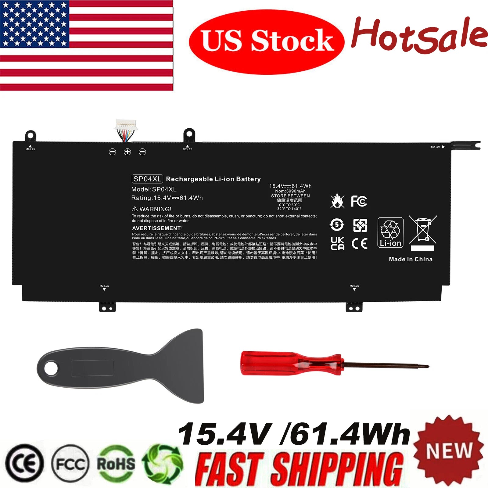 SP04XL Laptop Battery for HP Spectre X360 13-AP000 HSTNN-IB8R L28764-005 61.4Wh