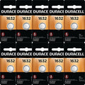 10 Pcs Duracell 1632 DL1632 CR 1632 3V Lithium Coin Battery