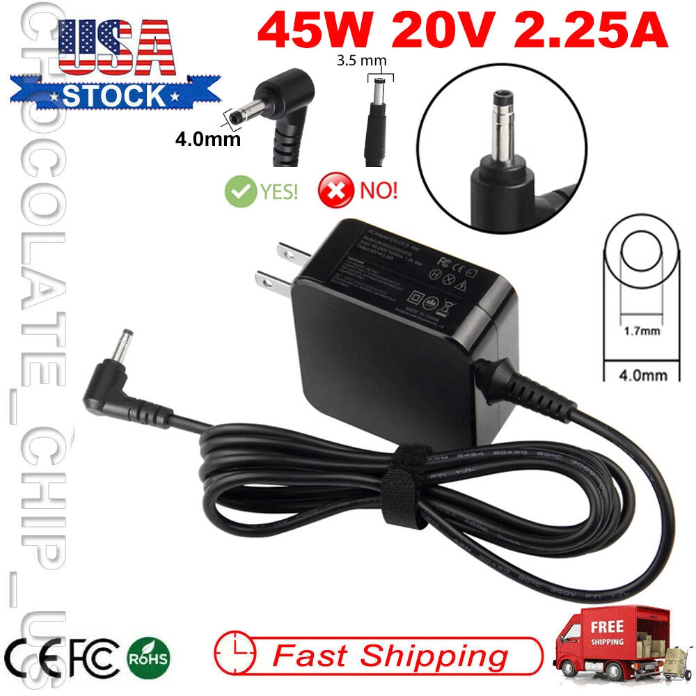 For Lenovo IdeaPad S145-14IGM S145-15IGM S340-14IWL 45W Laptop Charger Adapter