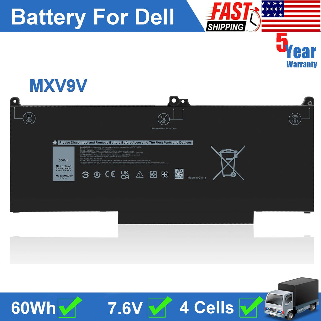 MXV9V Battery For Dell Latitude 5300 5310 2-in-1 E5300 E5310 E7300 E7400 60Wh