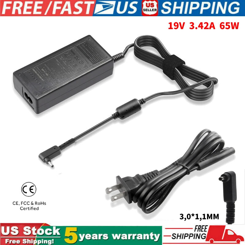65W Laptop Charger Power Adapter for Acer Aspire 5 A515-51 A515-55-588C +US Cord