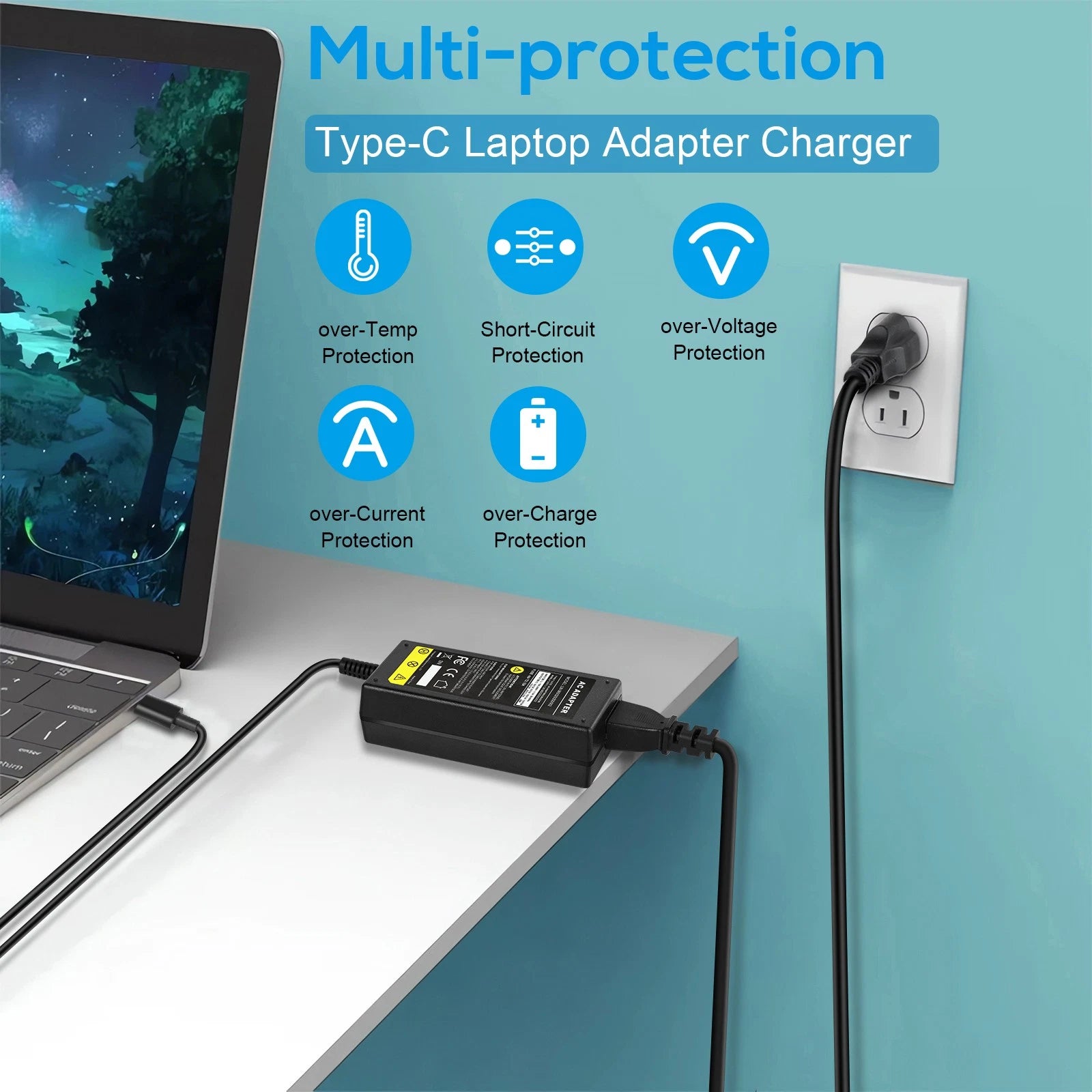 USB-C Adapter Charger For Lenovo X1-Carbon 5th 6th 7th 8th Gen, X1 Yoga 2nd 3rd