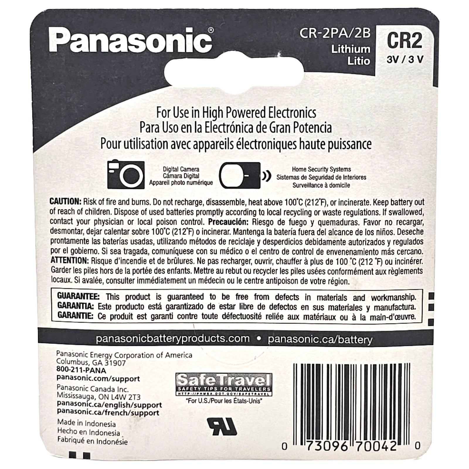 2pk Panasonic 3V CR-2 Photo Lithium Battery Compatible With EL-CR2 GPCR RLCR2