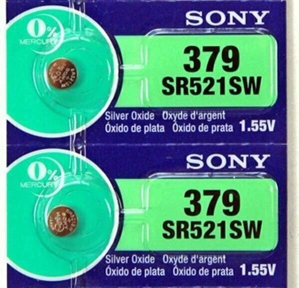 2 PCS SR521SW Sony 379 Watch Battery AG0 1.55V Button Battery Silver Oxide
