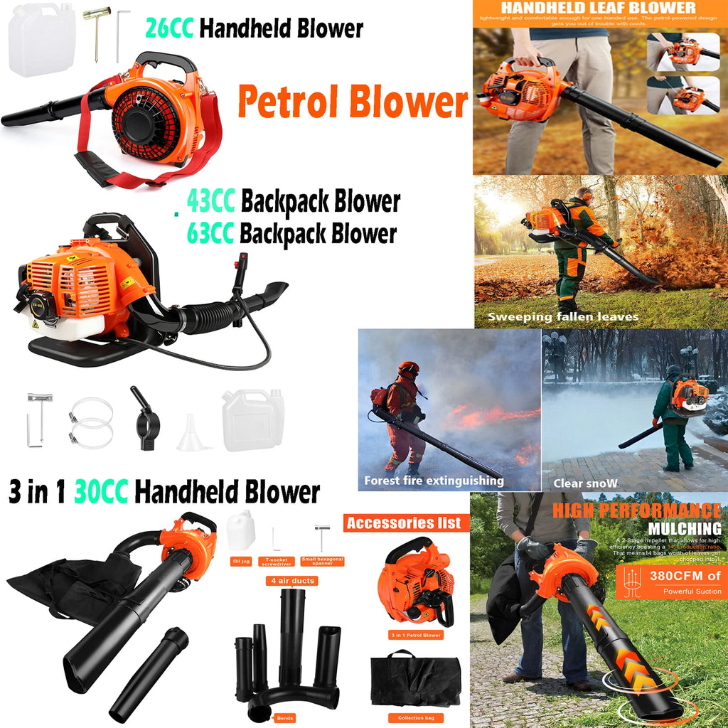 ??26CC/43CC/30CC/63CC Leaf Blower Gas Powered Snow Blower 2-Stroke Engine 4Types