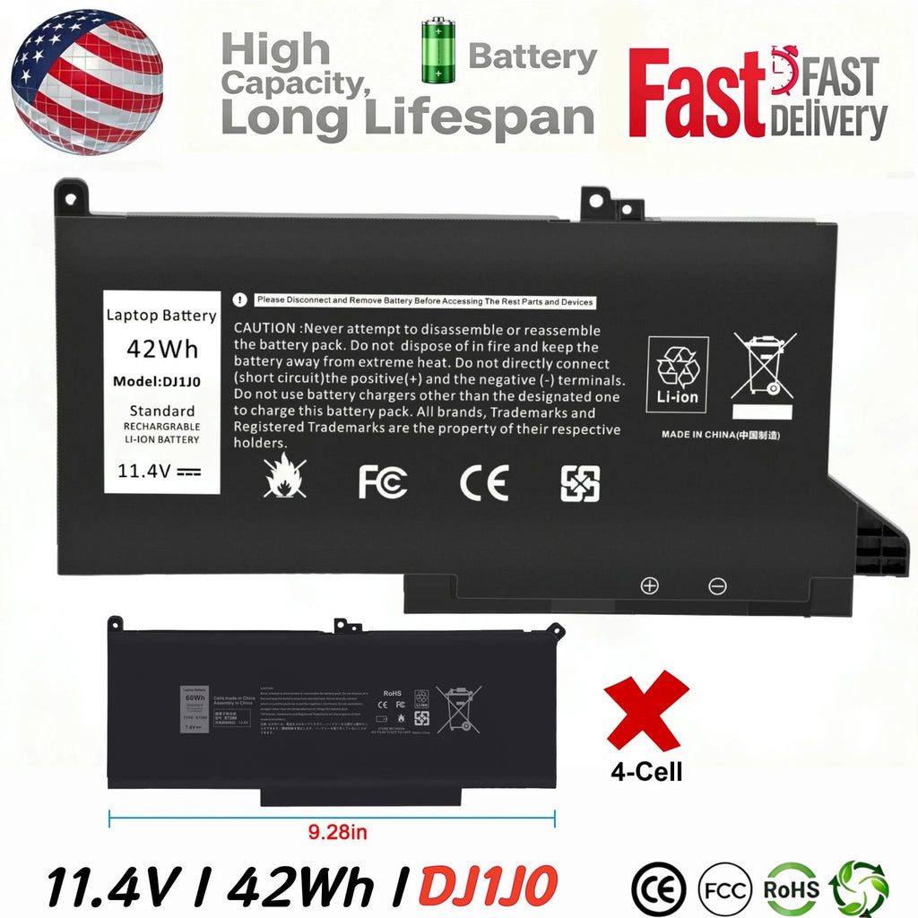 DJ1J0 Battery For Dell Latitude E7280 E7290 E7380 E7390 E7480 E7490 Notebook PC