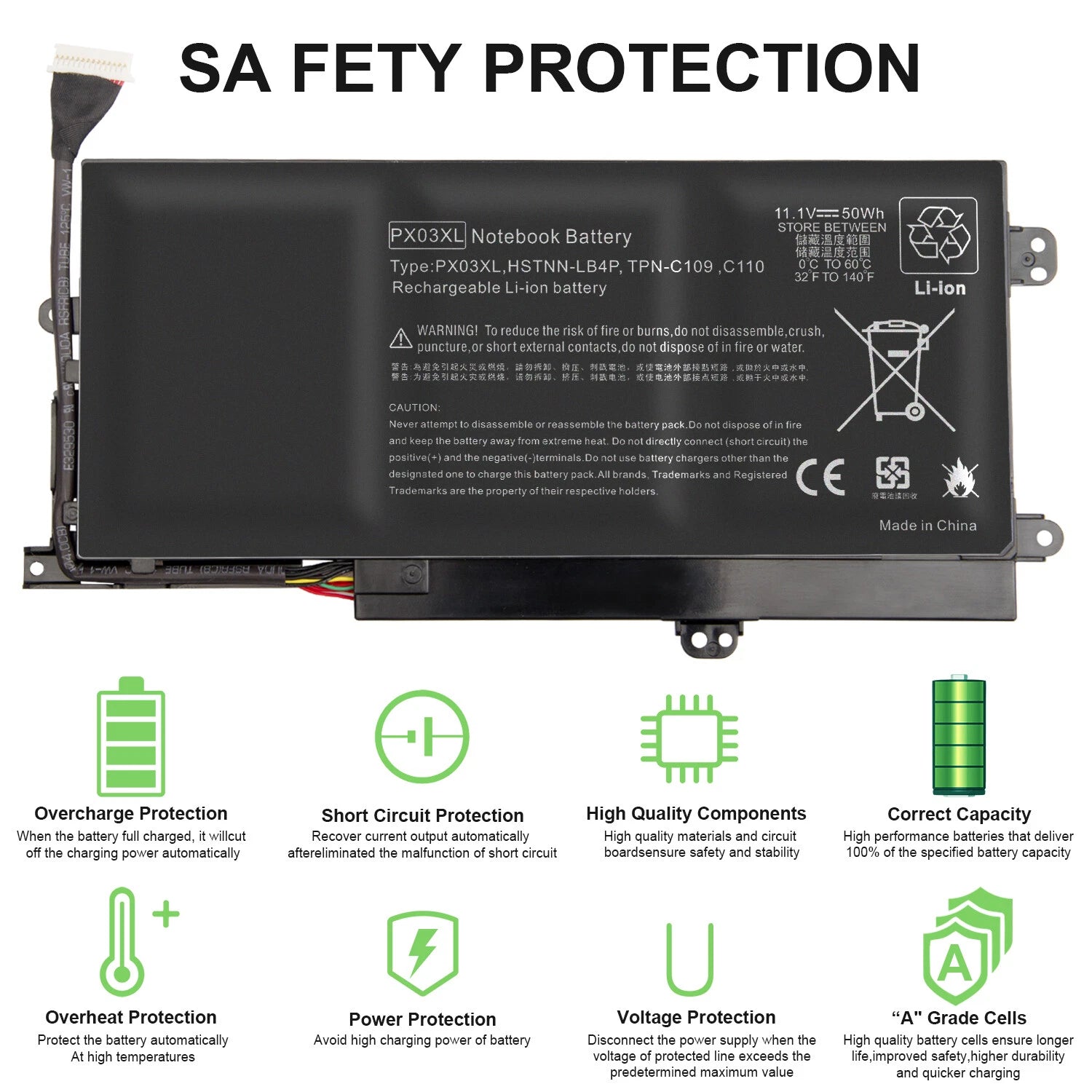 Laptop Battery PX03XL 715050-001 for HP Envy 14 Touchsmart M6 M6-k HSTNN-LB4P