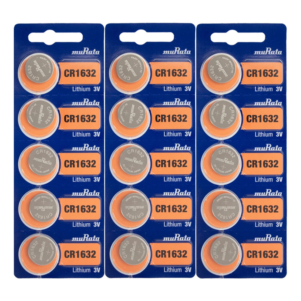 Murata CR1632 Cell Coin Button Lithium Battery 3V Tag Watch Key x15