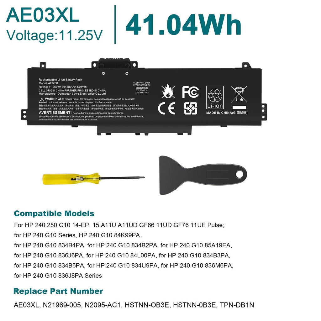 AE03XL Battery For HP 240 250 255 G10 14-EP 14-EE N21969-005 TPN-DB1N 41.04Wh US