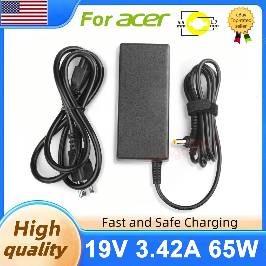 19V 3.42A 65W AC Adapter Charger for Acer Aspire 1, 3, 5, 6, V3, V5, V7 Series