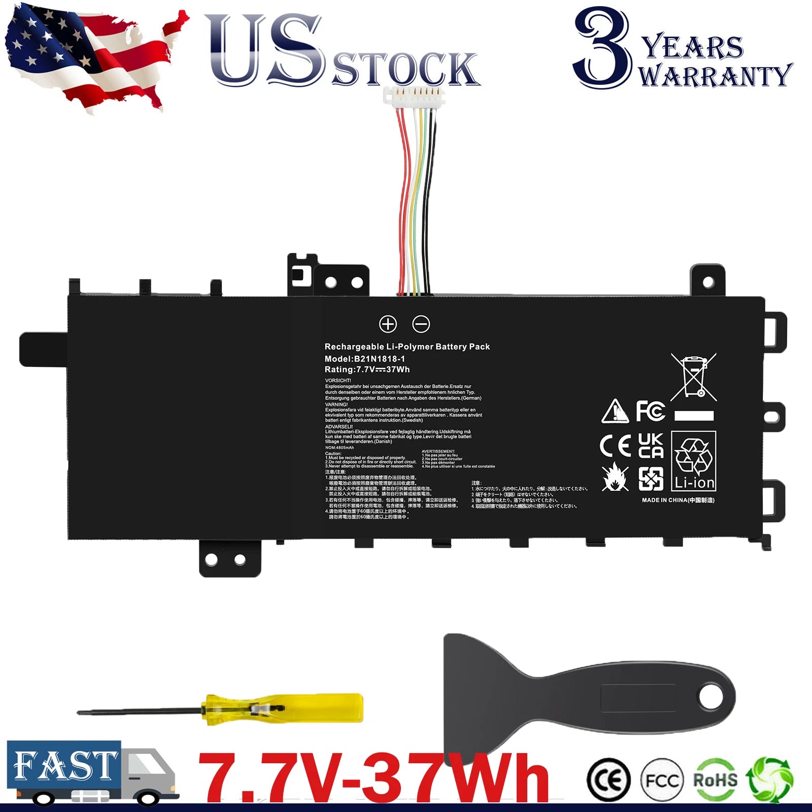C21N1818-1 Battery for ASUS VivoBook 15 F512FA F512DA F512JA X512DA X512JA 37Wh
