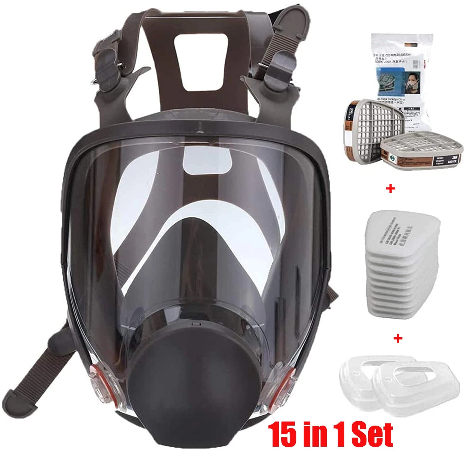 15 in 1 Full Face Gas Mask Facepiece Respirator For Painting Spraying 6800 Serie