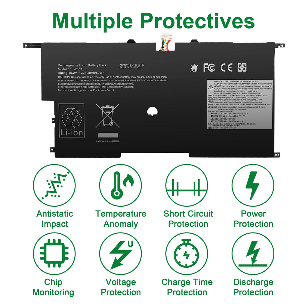 00HW002 00HW003 Laptop Battery For Lenovo ThinkPad X1 Carbon Gen 3 Series 2015