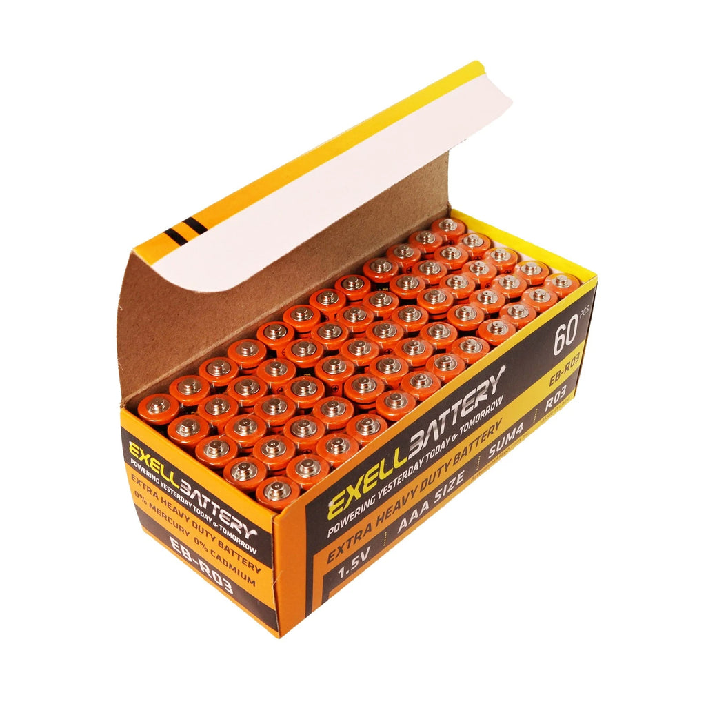 60pc EXELL AAA Size Heavy Duty Batteries PC2400 MN2400 4003 824 AM4