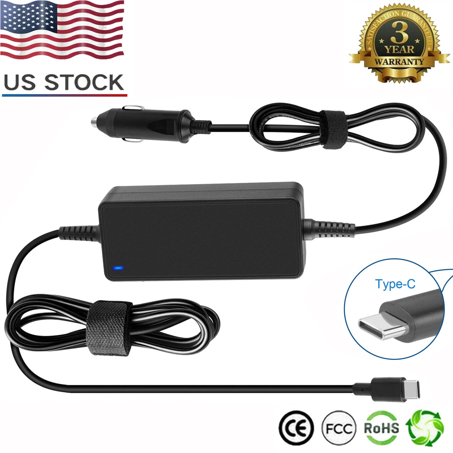 USB-C CAR Charger for Lenovo Thinkpad E14 E15 L13 L14 T14S T15 Laptop DC Adapter