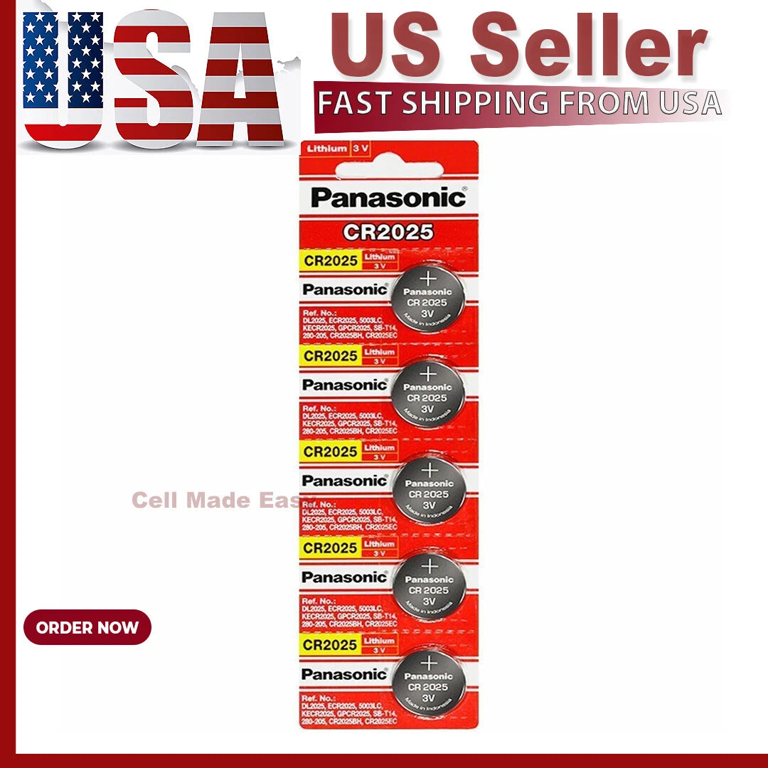 5 x Fresh PANASONIC CR 2025 CR2025 CR-2025 LITHIUM COIN CELL Battery Exp 2030