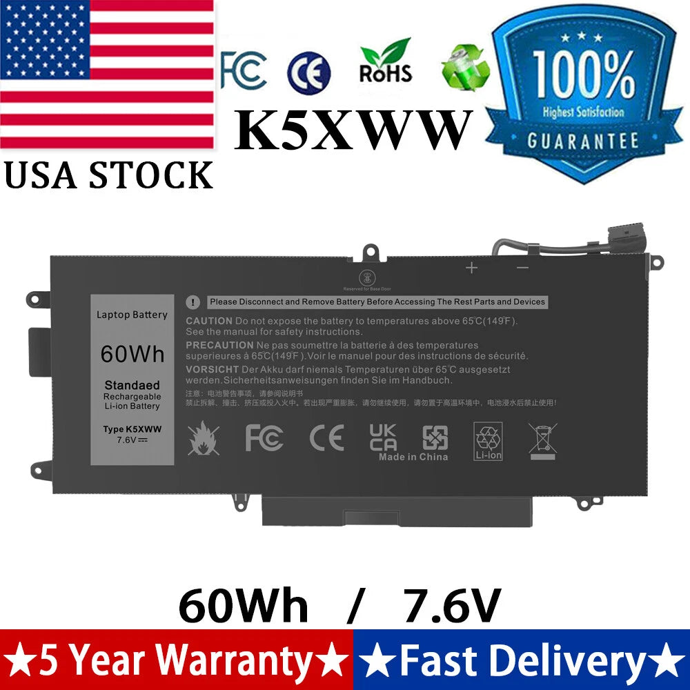 K5XWW Battery For Dell Latitude 7389 7390 L3180 5285 5289 2 in 1 71TG4 60Wh 7.6V