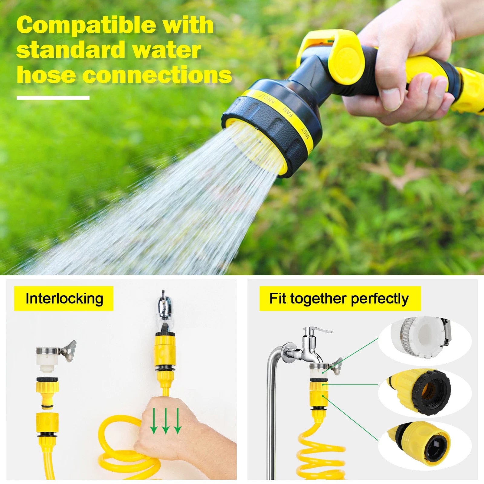 Coil Hose Water Hoses Coiled Boat Hose Retractable With Spray Nozzle 10 Modes
