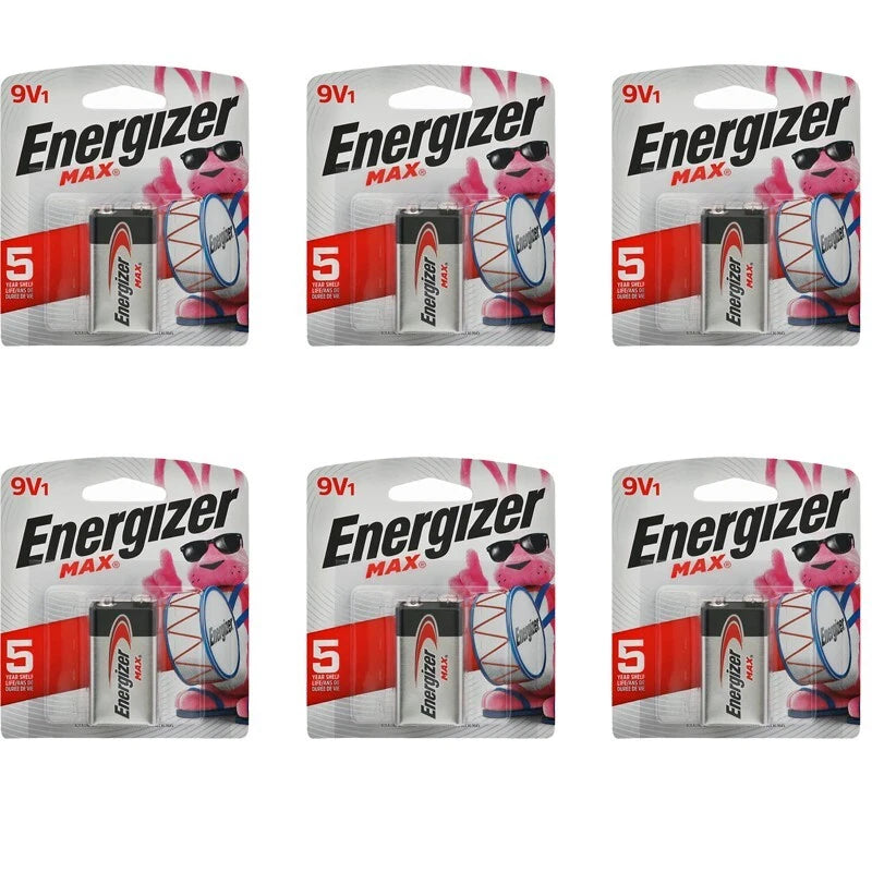 6 Pcs Energizer Max 9V 9 Volt Alkaline Battery