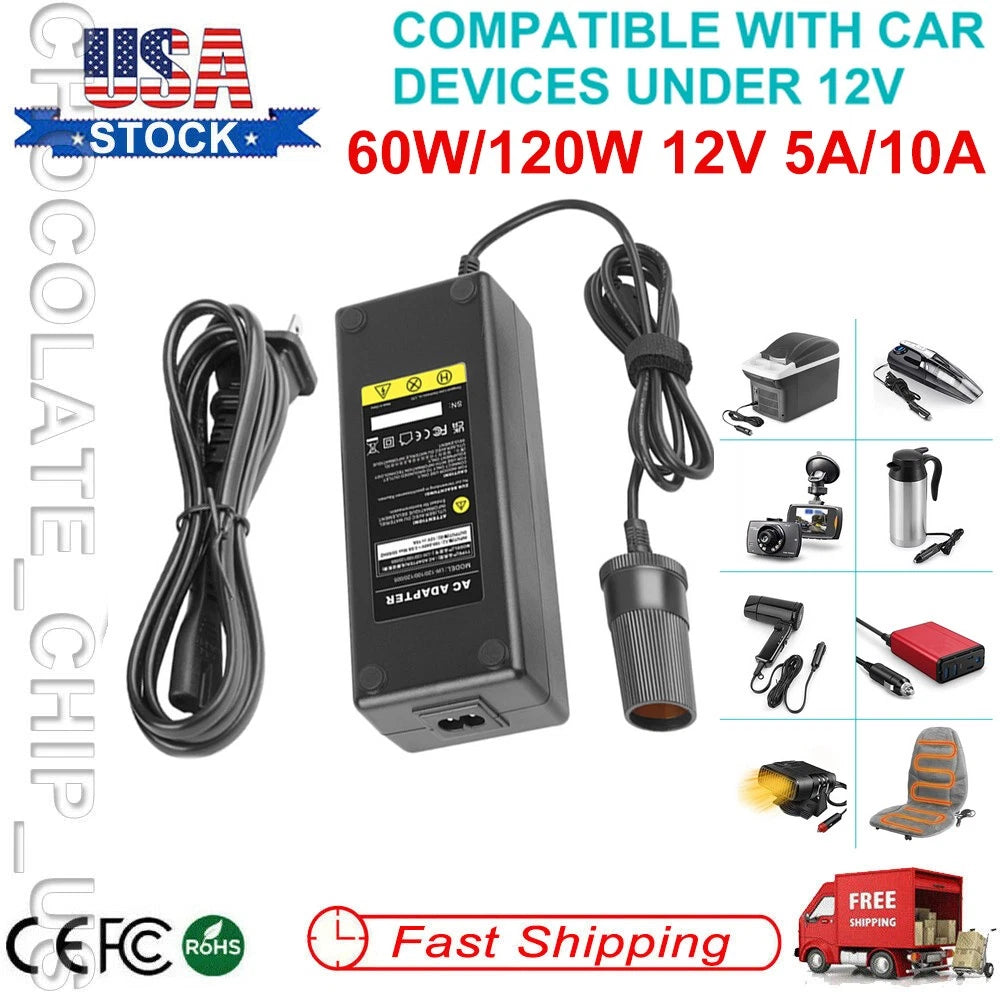 120W/60W Charger Adapter 240V AC -12V DC Car Converter Cigarette Lighter Socket