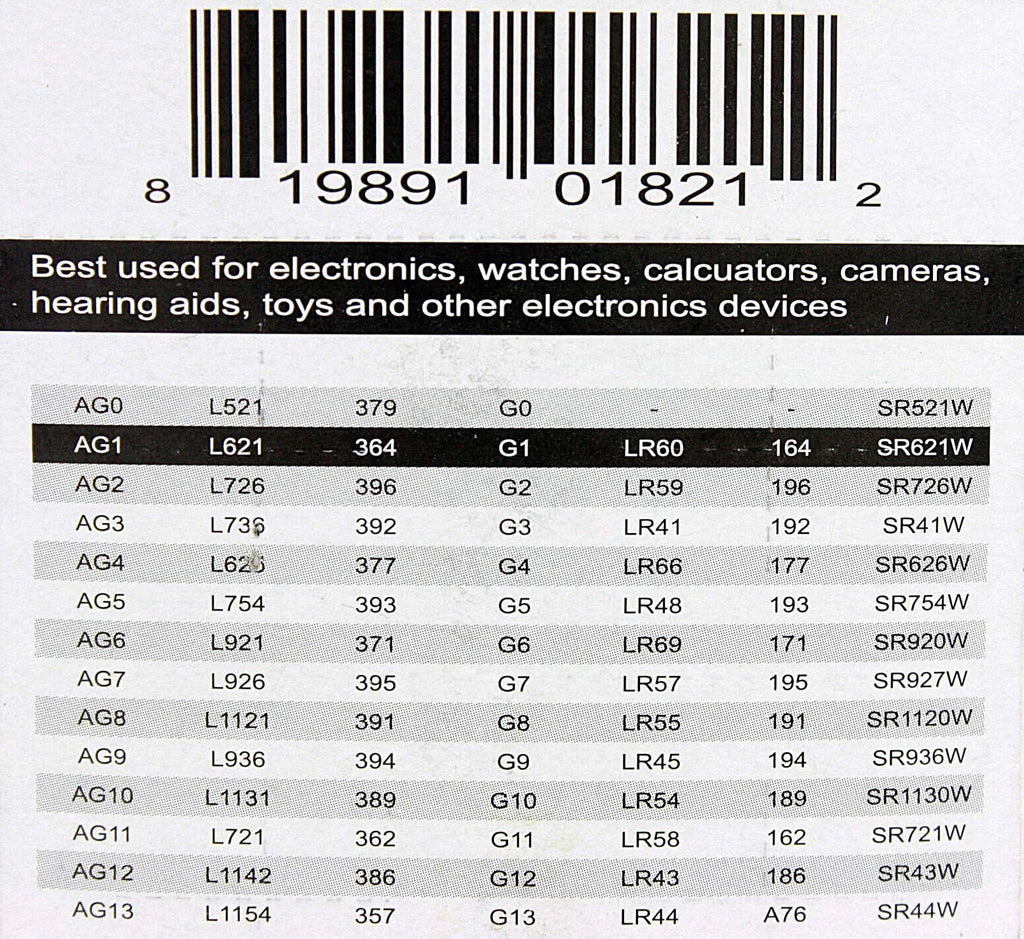 10pk Exell EB-L621 Alkaline 1.5V Watch Battery Compatible With AG1 LR621 364