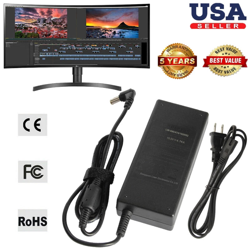 For LG UltraWide LED LCD Monitor Widescreen Charger Power Adapter 19" to 34" 19V