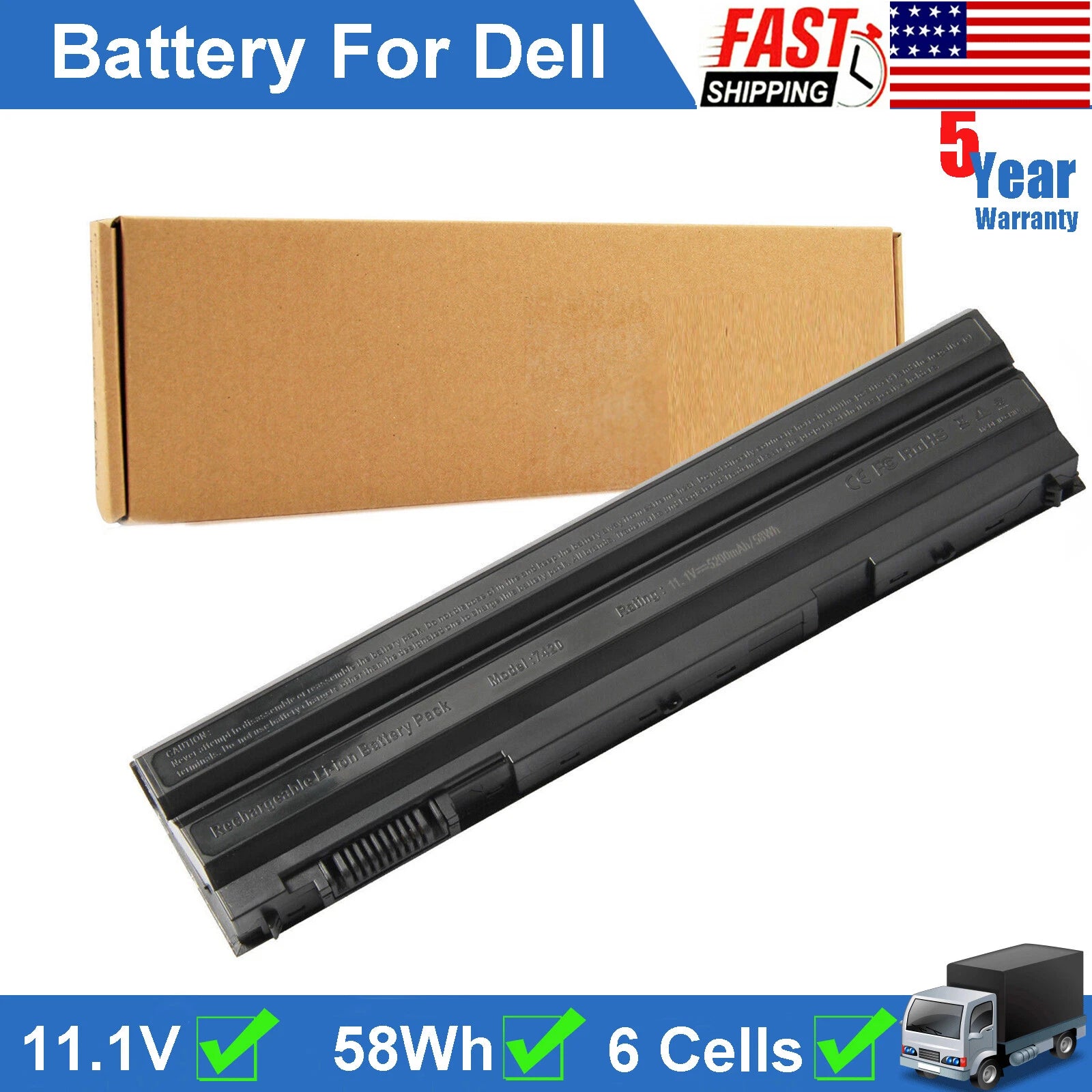LOT Battery for Dell Latitude E6420 E6440 E5430 E5520 E5530 E6430 E6530 T54FJ US