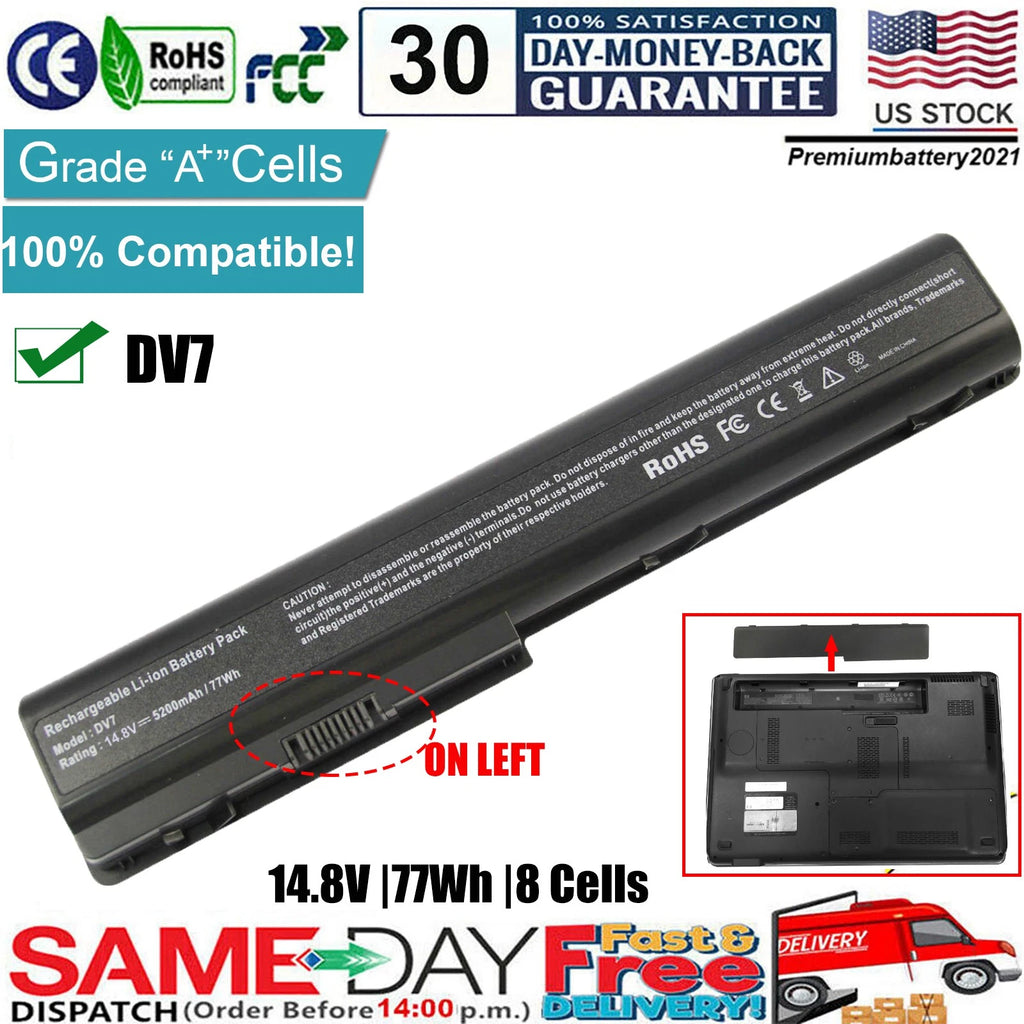 ?8 Cell Battery 480385-001 HSTNN-C50C for HP Pavilion dv7-1260us dv7-1270us Fast