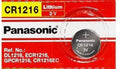 Panasonic 3 Volt Lithium Button Cell Watch Battery (ECR1216 CR1216) EXP 2028