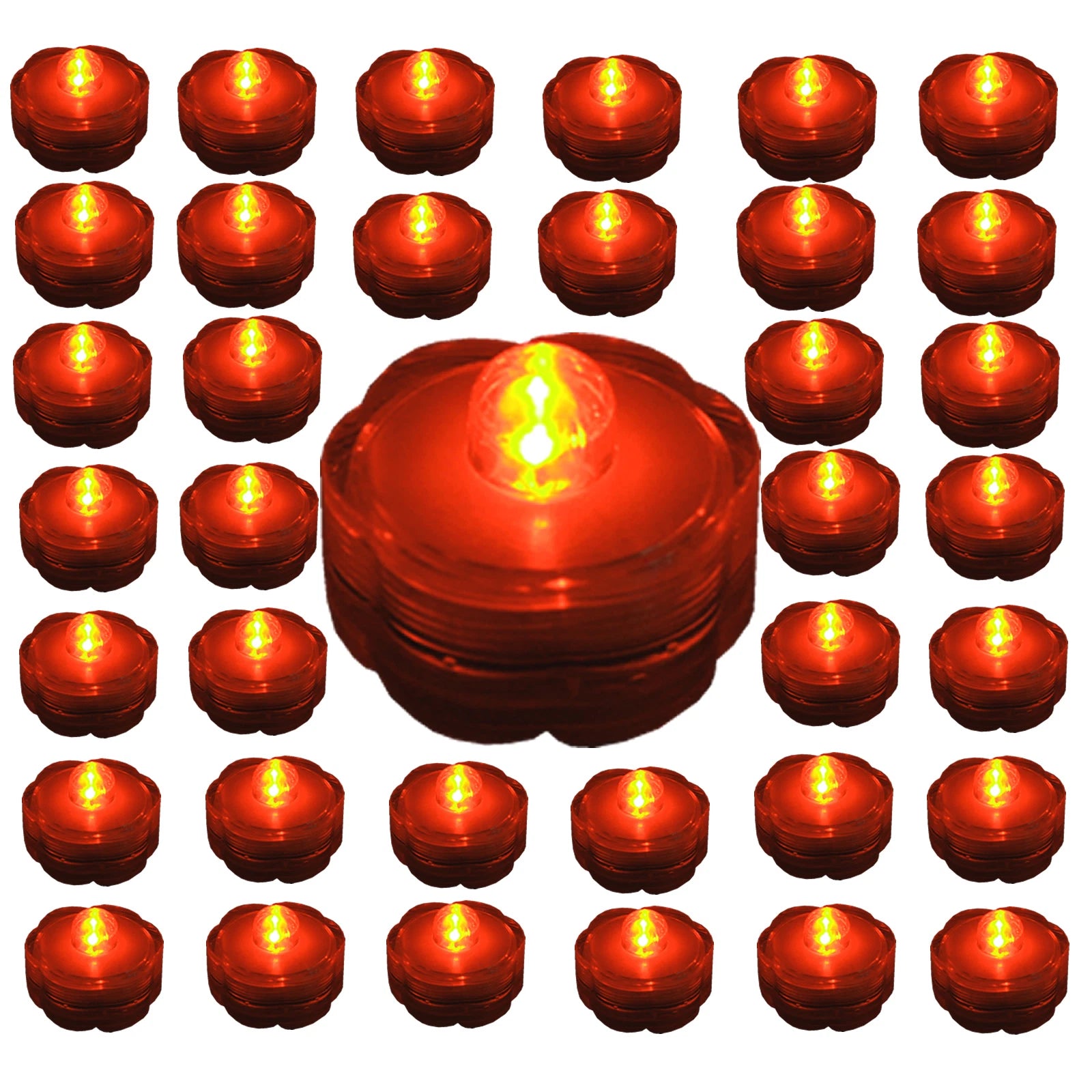 36 pcs ORANGE LED Submersible Battery Operated Tea Light- Wedding Centerpiece
