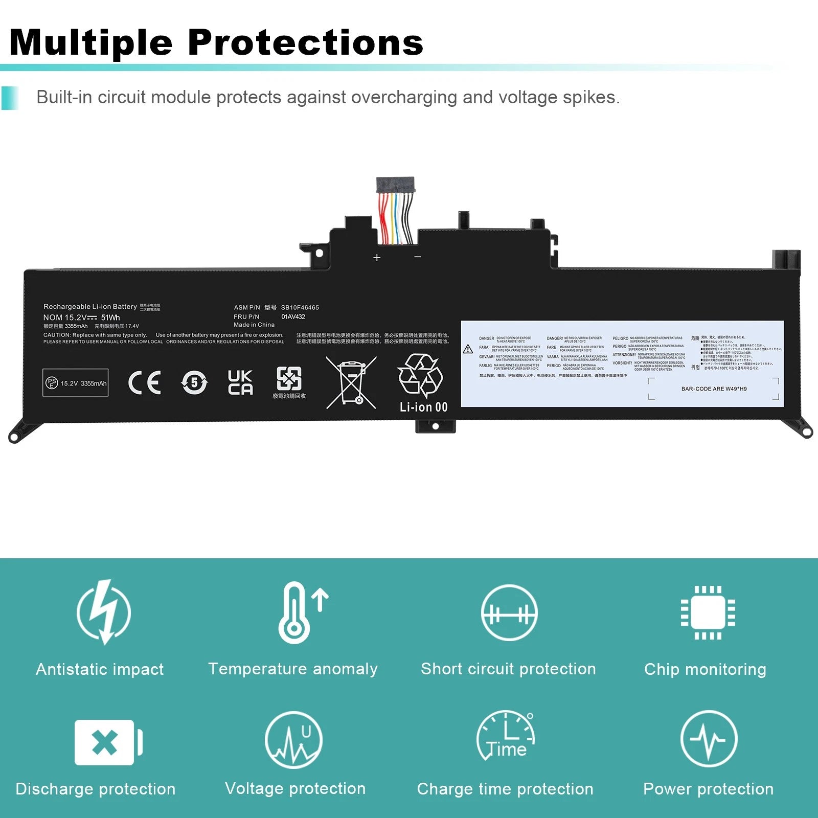 00HW027 01AV433 Battery for Lenovo ThinkPad X380 Yoga 260 370 X380 15.2V