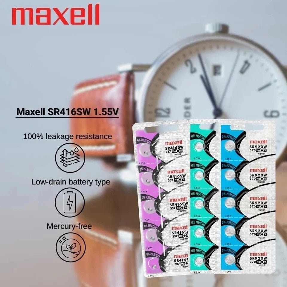 1 x MAXELL SR416SW 337 SR416 1.55v Silver Oxide Button Cell Watch Battery -...