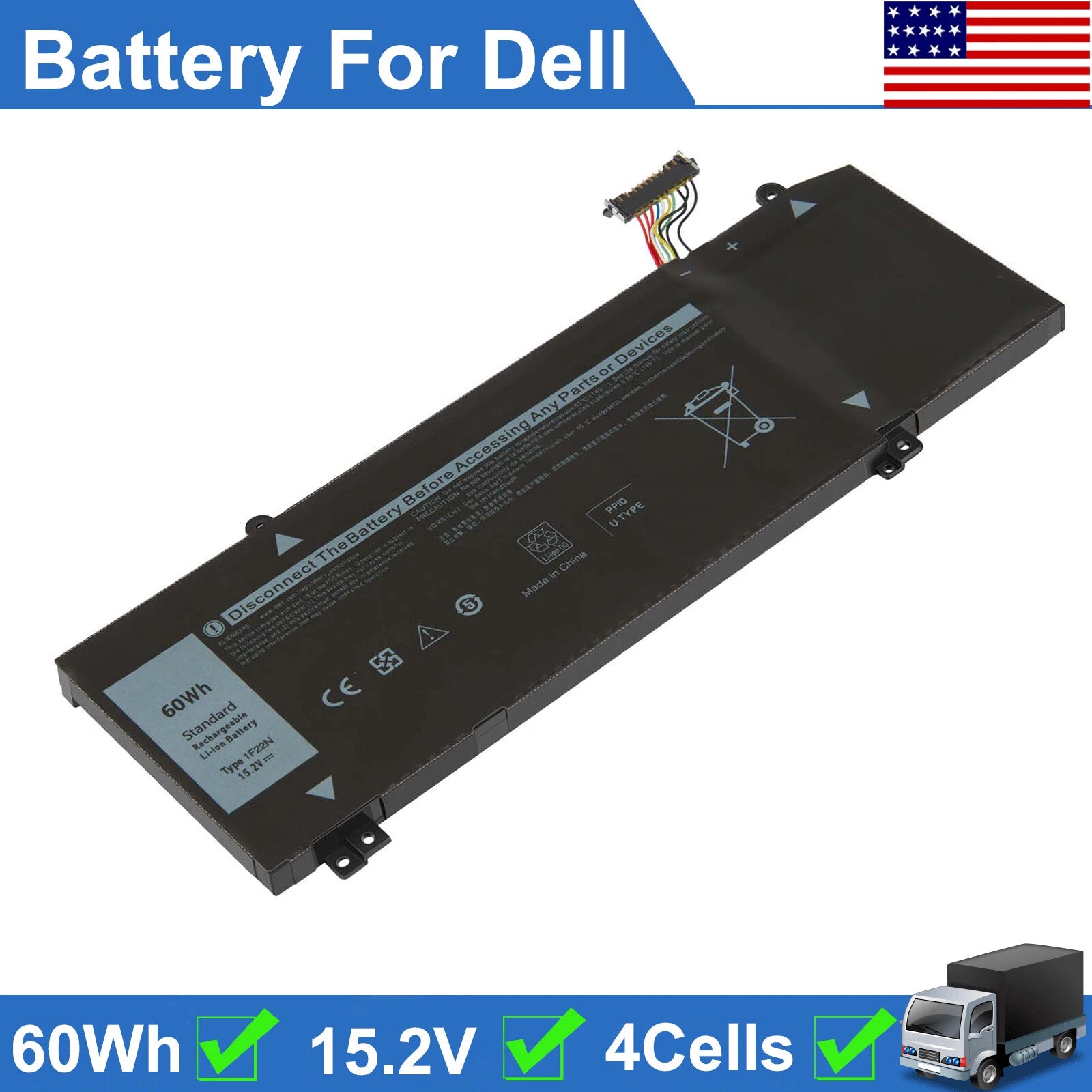 1F22N Battery For Dell Alienware M15 M17 R1 2018 G5 5590 G7 7590 7790 P82F 60Wh