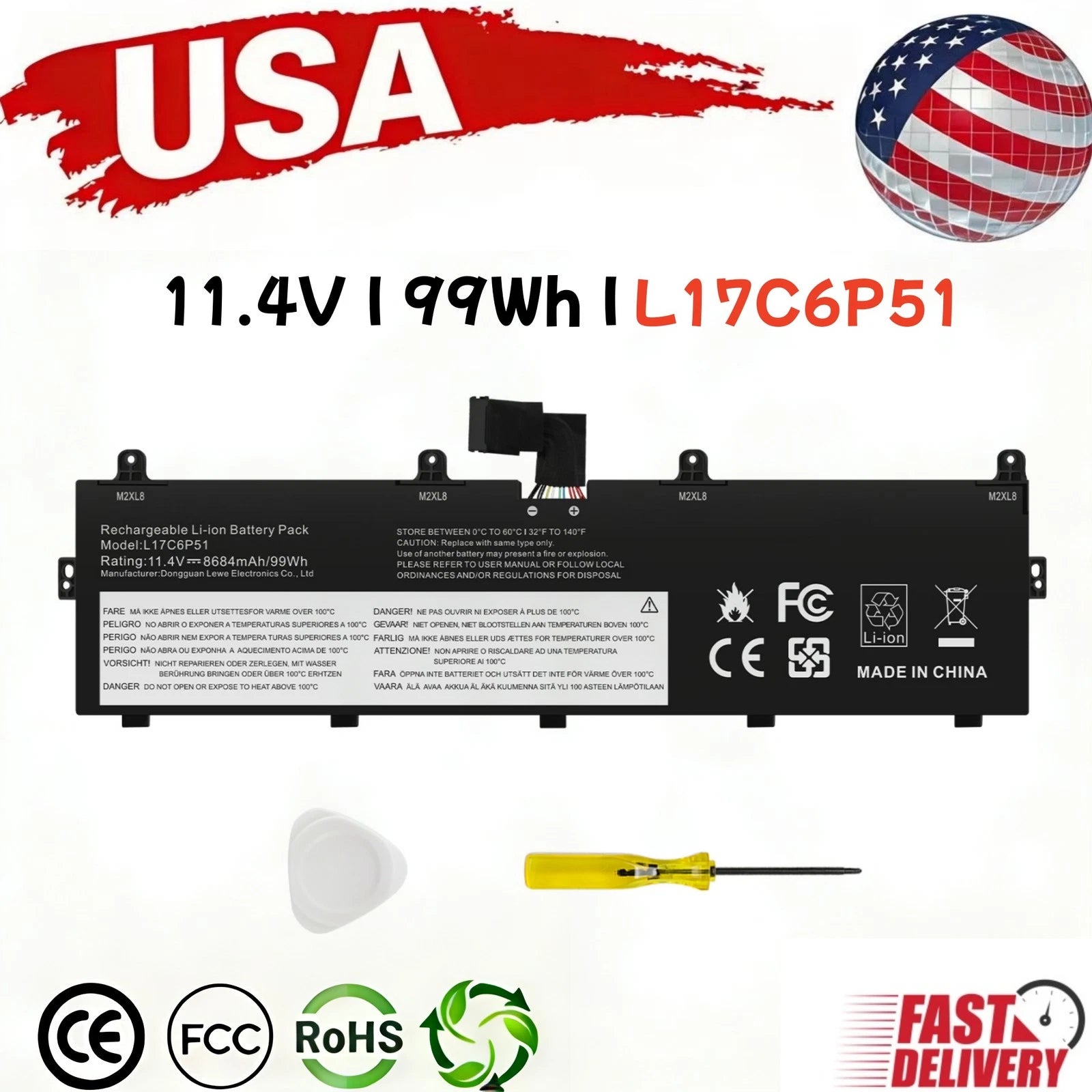 New L17M6P52 L17C6P51 01AV497 Battery for Lenovo Thinkpad P72 P73 Series 99Wh