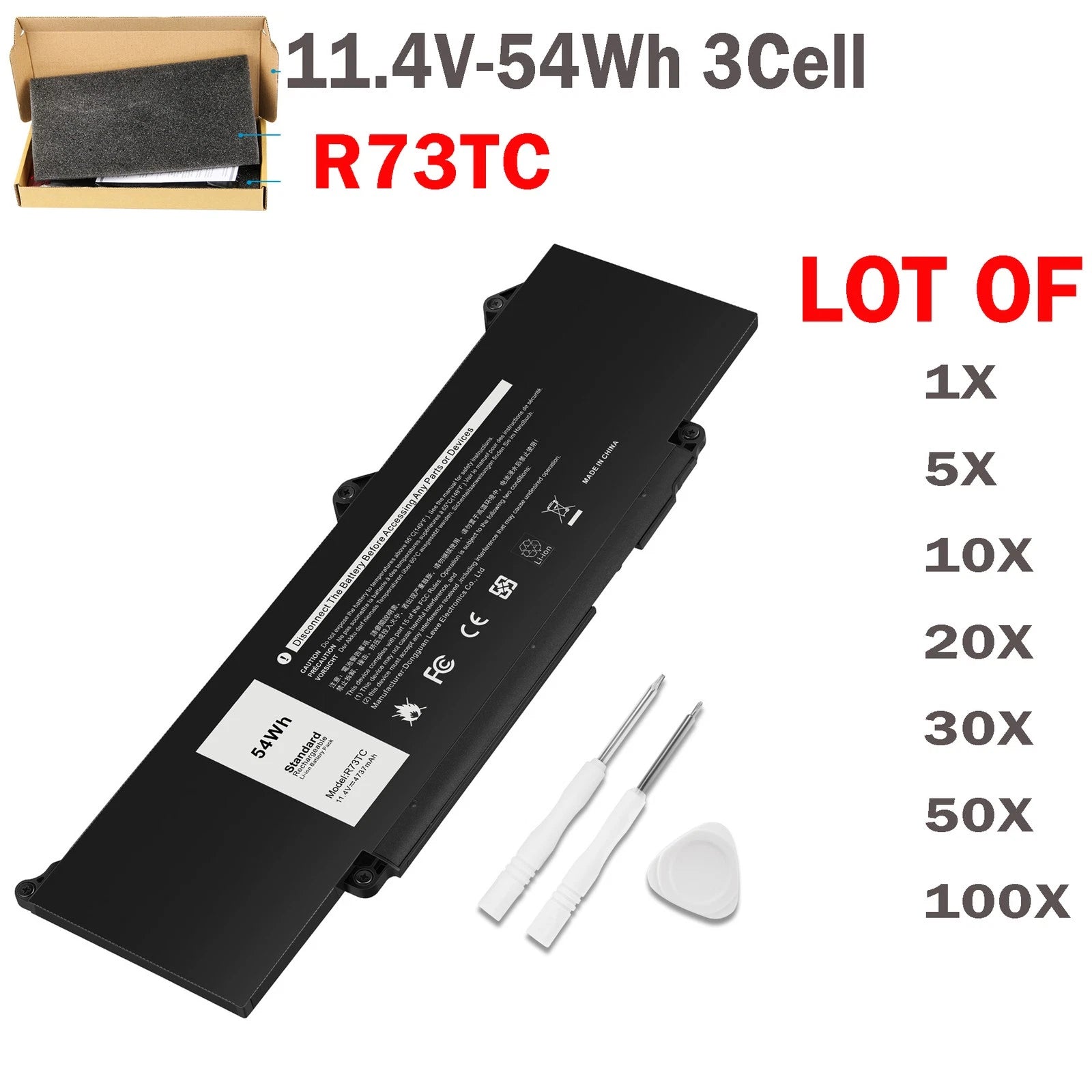 ??LOT OF R73TC Battery For Dell Latitude 3340 3440 3480 3540 3580 5340 5540 54WH