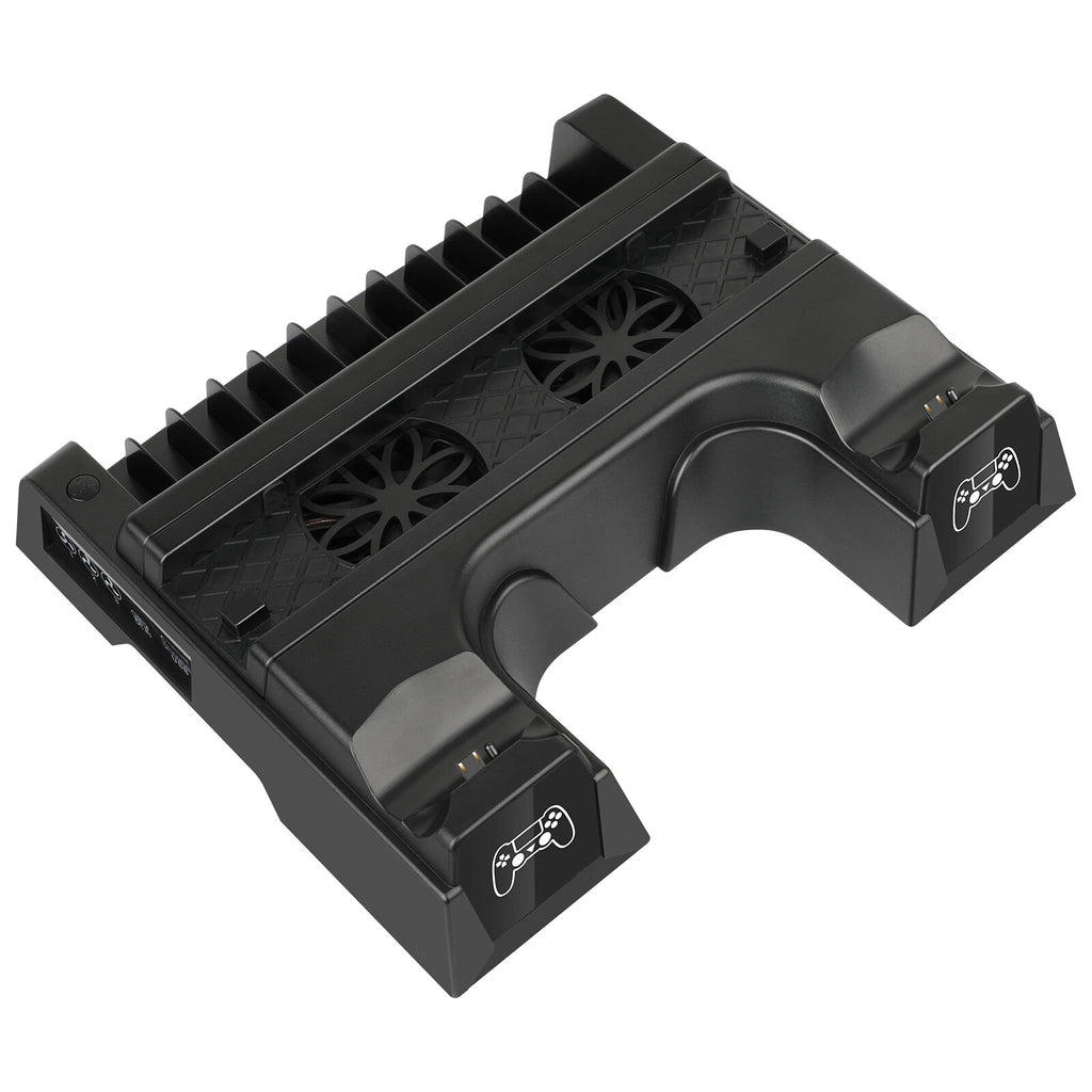 Stand Cooling Fan Controller Dual Charger Station Dock For PlayStation 4 PS4 US