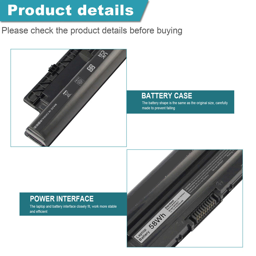 MR90Y XCMRD Battery For Dell Inspiron 3421 5421 15-3521 5521 3721 3737 3543 58Wh